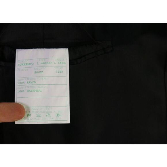 Todays Mans Made in Italy 100% Cashmere Solid Black Flannel 3-Btn Blazer 46L - Picture 9 of 10